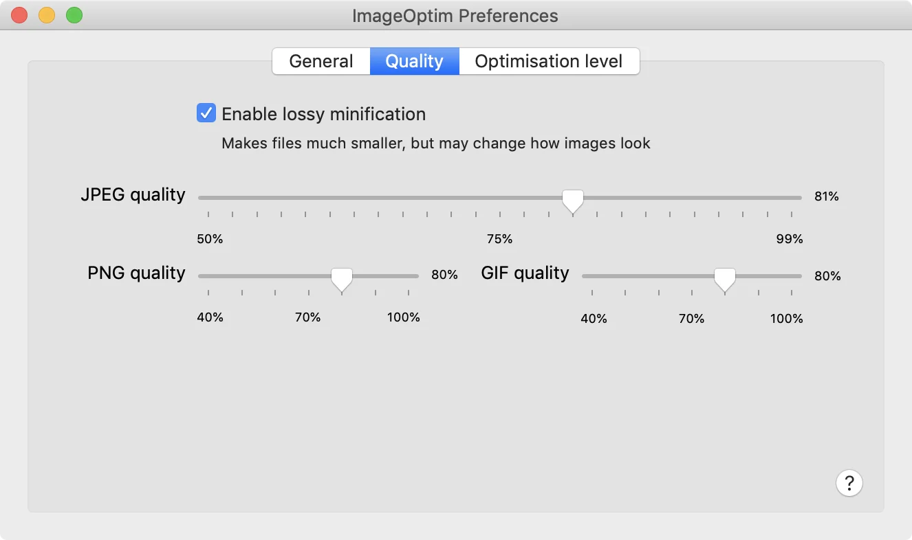 ImageOptim: Quality