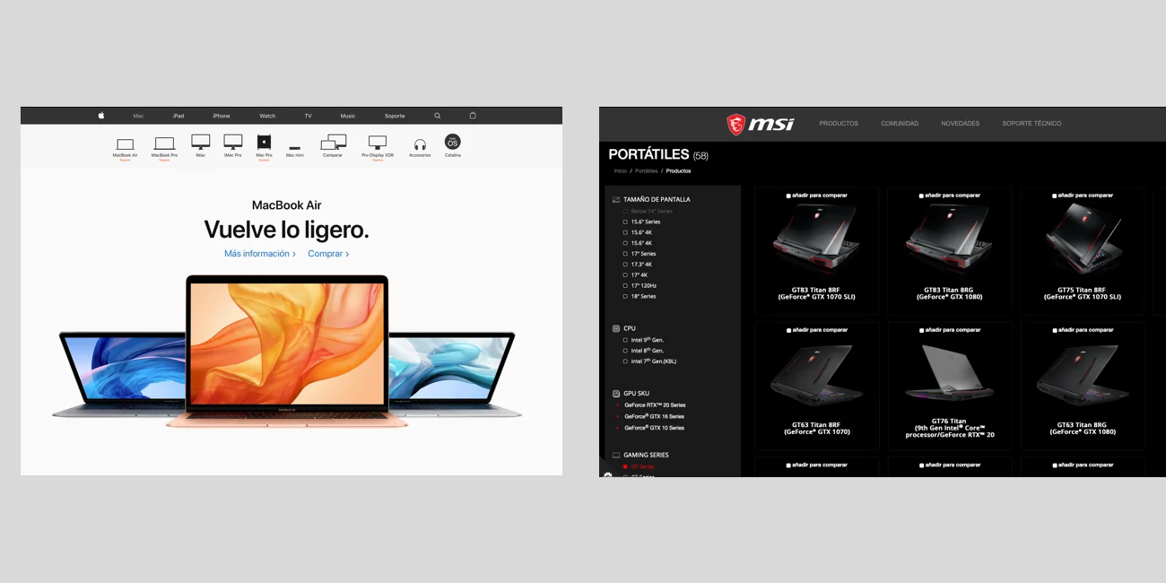 El discurso gráfico de Apple y MSI son prácticamente opuestos. Tanto como sus clientes.
