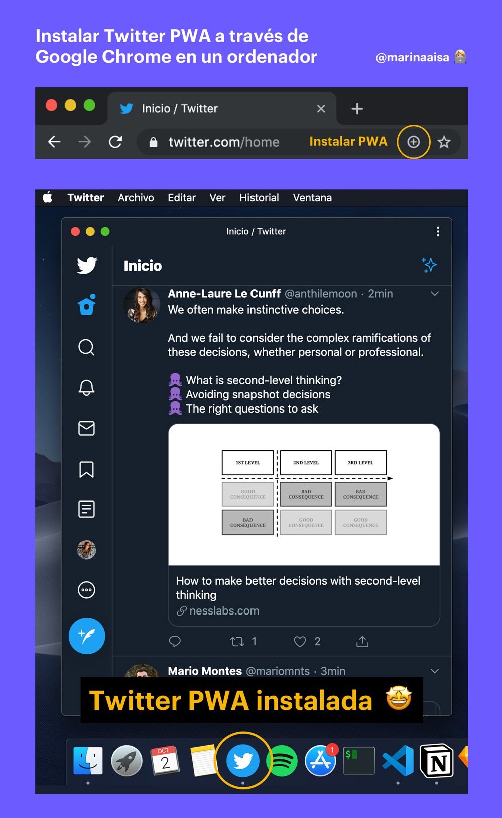 Instalar Twitter PWA a través de Google Chrome en un ordenador